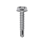 #10x1" Hex Head Washer Teks Screw, Type 2 Self-Drilling Tek, Zinc