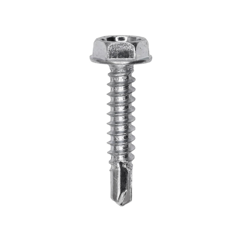 #10x1" Hex Head Washer Teks Screw, Type 2 Self-Drilling Tek, Zinc