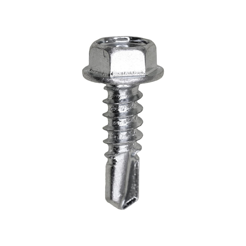 #12x3/4" Hex Head Washer Teks Screw, Type 3 Self-Drilling Tek, Zinc