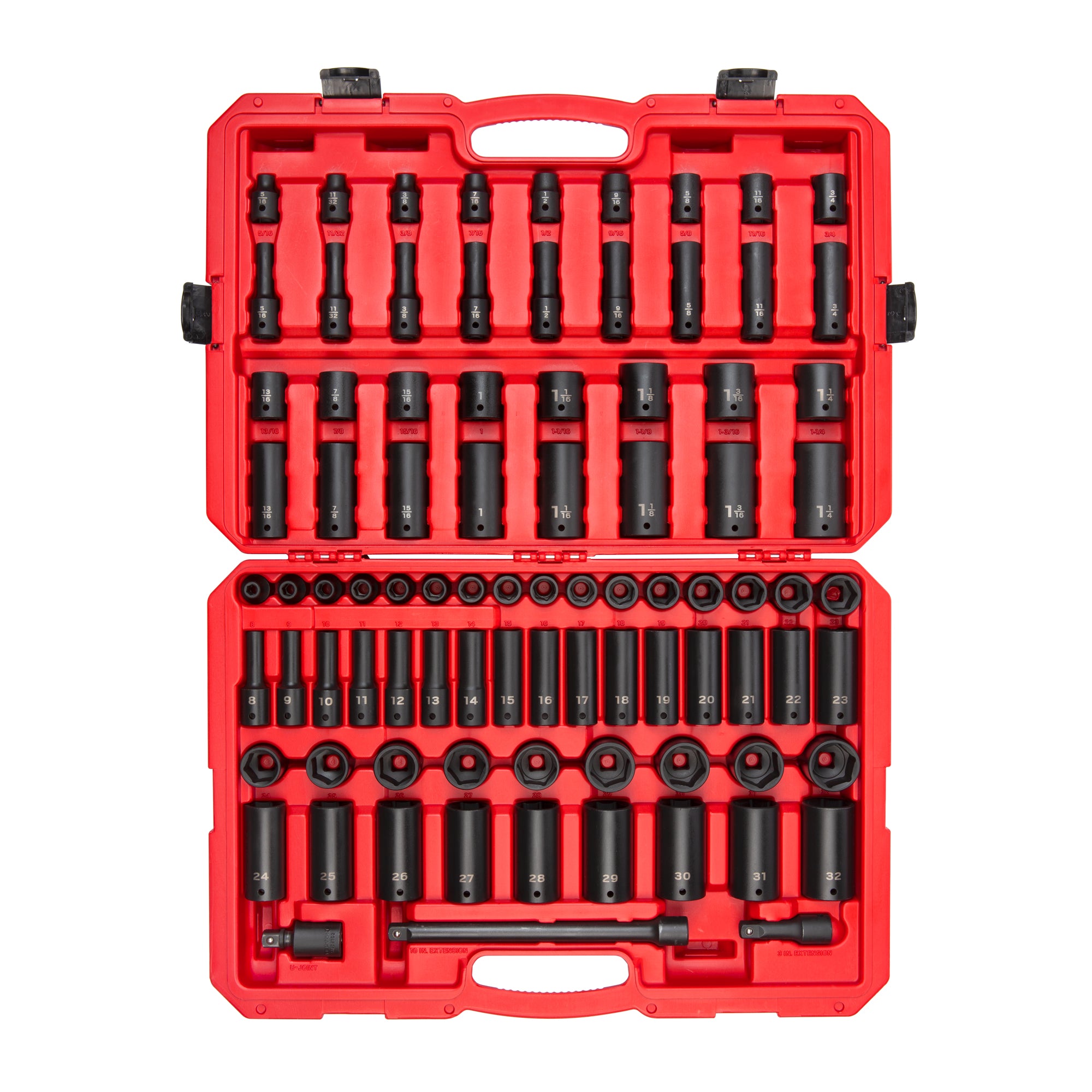1/2 Inch Drive Shallow and Deep 6-Point Impact Socket Set with Case, 87-Piece (5/16 - 1-1/4 in., 8-32 mm)