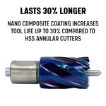 5 Piece Set with 1" Depth of Cut - nACo (Nano-Composite) Coated Blue Annular Cutter