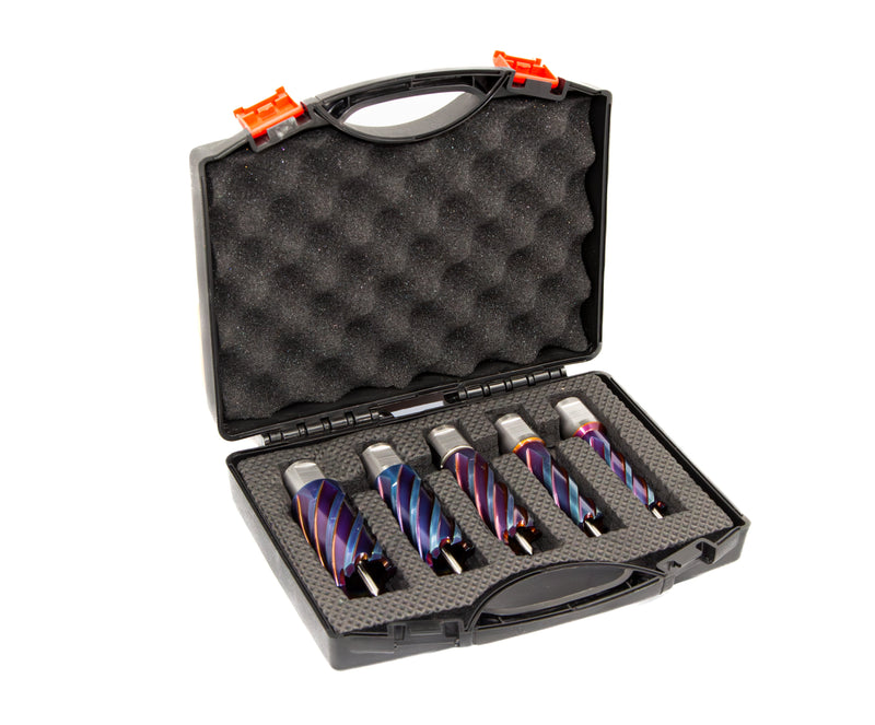 5 Piece Set with 2" Depth of Cut - nACo (Nano-Composite) Coated Blue Annular Cutter