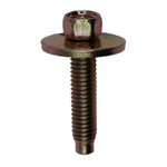 M6-1.0x28mm Hex Head SEMS Indented Washer with Dog Screw, Dog Point, 19mm Washer, Yellow Zinc Chromate