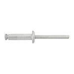 1/4" Special Peel-Type Rivet, 11/16"-3/4" Grip, Aluminum Body, Steel Mandrel, 1/2" Flange Diam