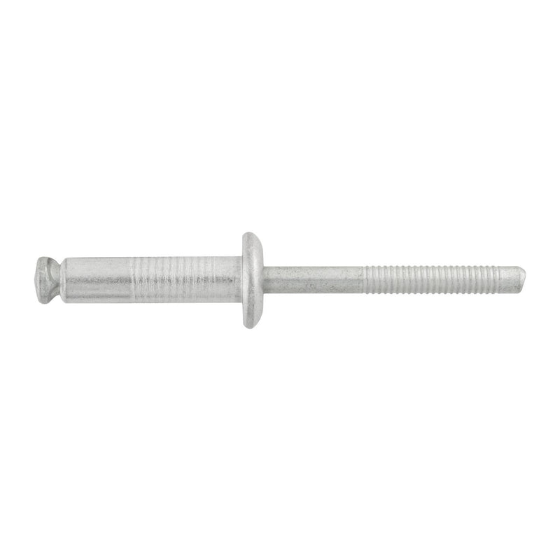 1/4" Special Peel-Type Rivet, 11/16"-3/4" Grip, Aluminum Body, Steel Mandrel, 1/2" Flange Diam