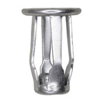 1/4"-20 Expansion Nuts, 0.197" - 0.394" Grip, 0.630" Head, Zinc, 0.472" Hole Diam, 0.492" Diameter, 1010 Steel