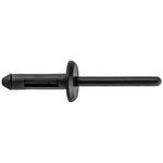 13/64"x1-7/8" Black Nylon Rivet, 1/8" - 15/64" Grip Range, 1/16" Flange Thick