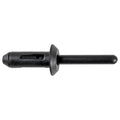 17/64"x1-7/8" Black Nylon Expansion Rivet, 3/32" - 3/16" Grip Range, 1/2" Flange Diam