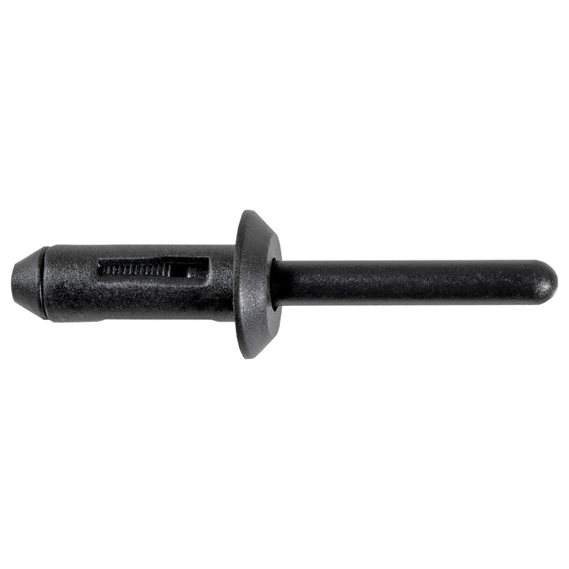 17/64"x1-7/8" Black Nylon Expansion Rivet, 3/32" - 3/16" Grip Range, 1/2" Flange Diam