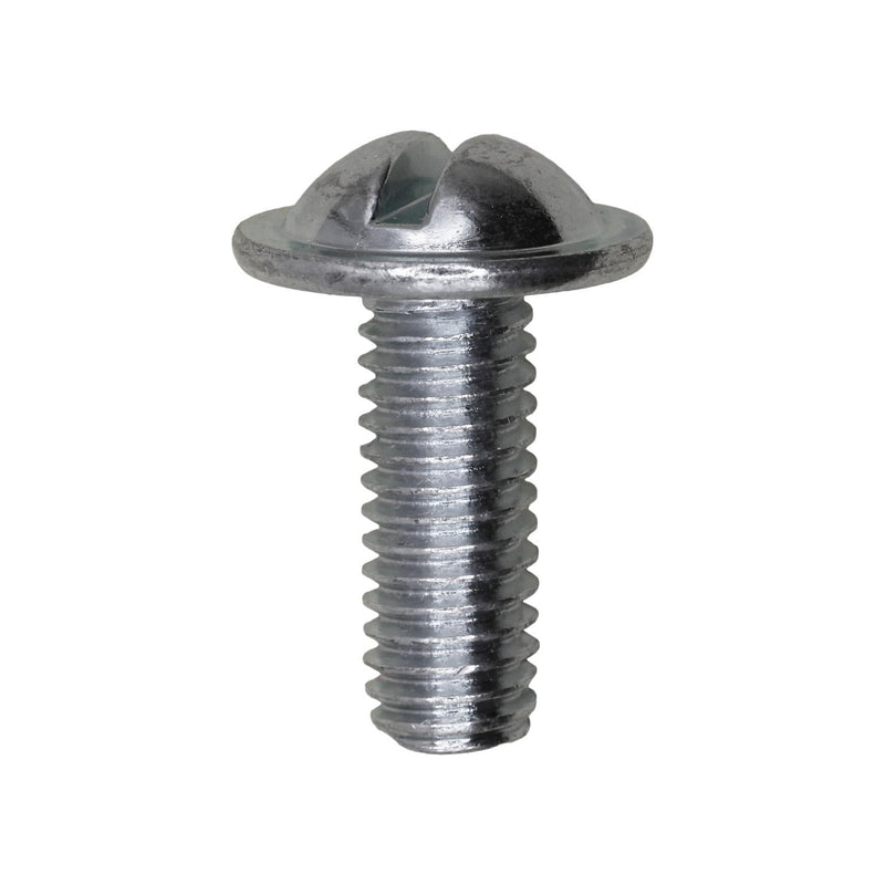 M6-1.0x16mm Slotted Truss Head Round Washer License Plate Screw, 9/16" Washer, Zinc