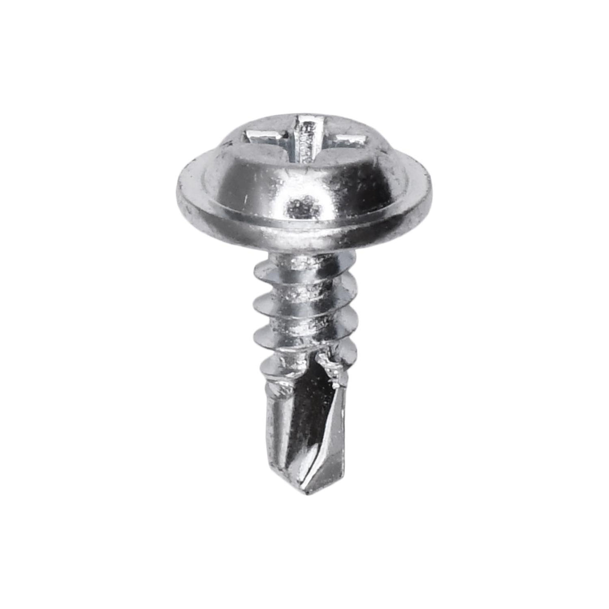 #8x1/2" Phillips Truss Head Washer Teks Tapping Screw, Type 2 Self-Drilling Tek, 13/32" Washer, Zinc