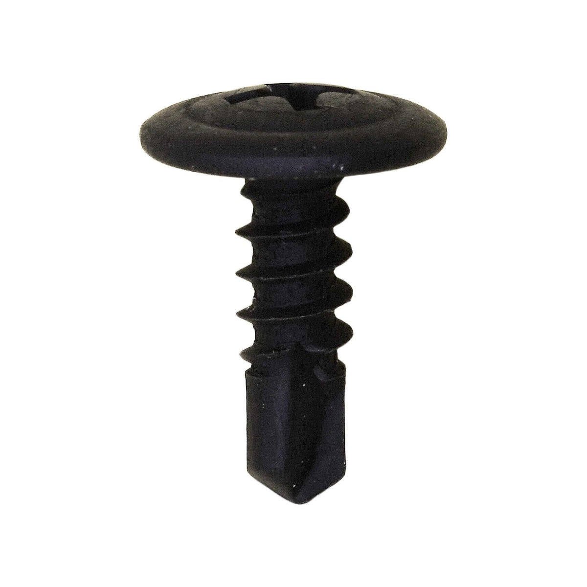 #8x1/2" Phillips Truss Head Washer Teks Tapping Screw, Type 2 Self-Drilling Tek, 7/16" Washer, Black Phosphate