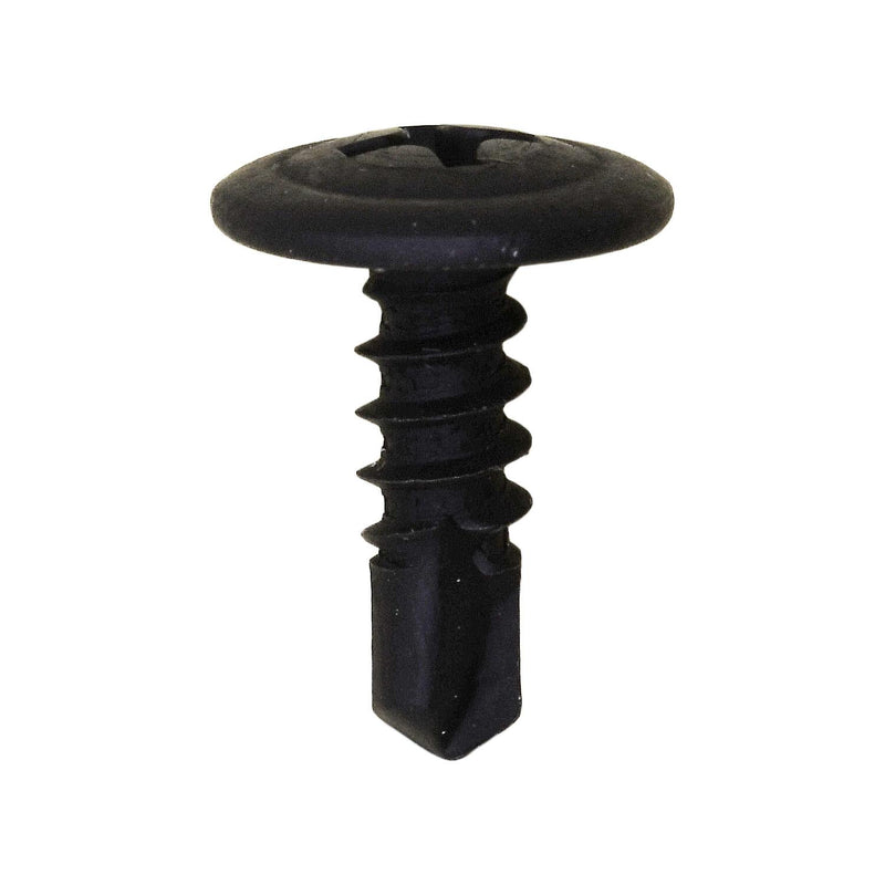 #8x1/2" Phillips Truss Head Washer Teks Tapping Screw, Type 2 Self-Drilling Tek, 7/16" Washer, Black Phosphate
