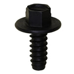 #14x5/8" Slotted Hex Head Flange Washer License Plate Screw, Type B, 5/8" Washer, Black E-Coat