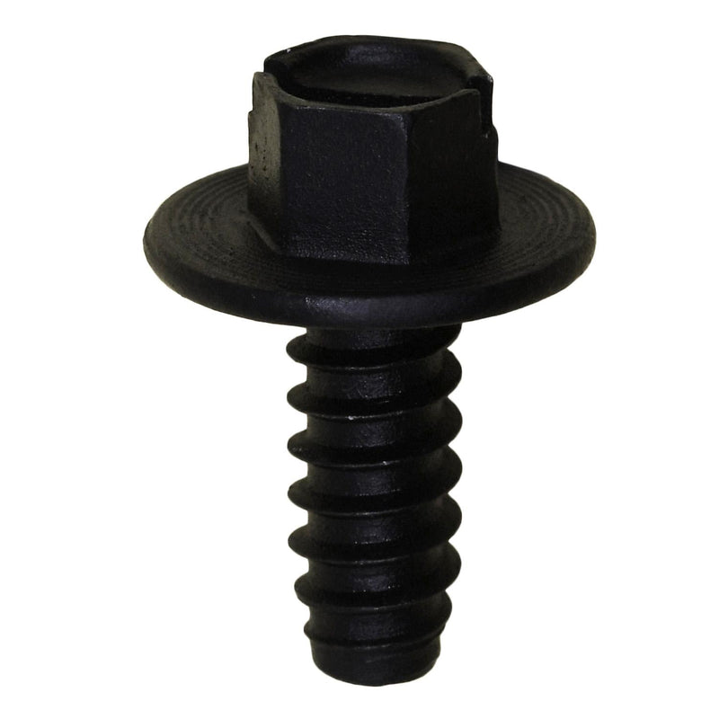 #14x5/8" Slotted Hex Head Flange Washer License Plate Screw, Type B, 5/8" Washer, Black E-Coat