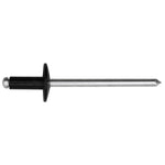 1/8" Windshield Rivet, 1/8"-3/16" Grip, Black Aluminum Body, Aluminum Mandrel, 4"