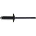 5/32" Aluminum Rivet, 1/4"-3/8" Grip, Black Aluminum Body, Steel Mandrel, 15/32" Flange Diam