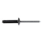 3/16" Split Type Rivet All Aluminum, 5/64"-15/64" Grip, Black Aluminum Body, Aluminum Mandrel, 7/16" Flange Diam