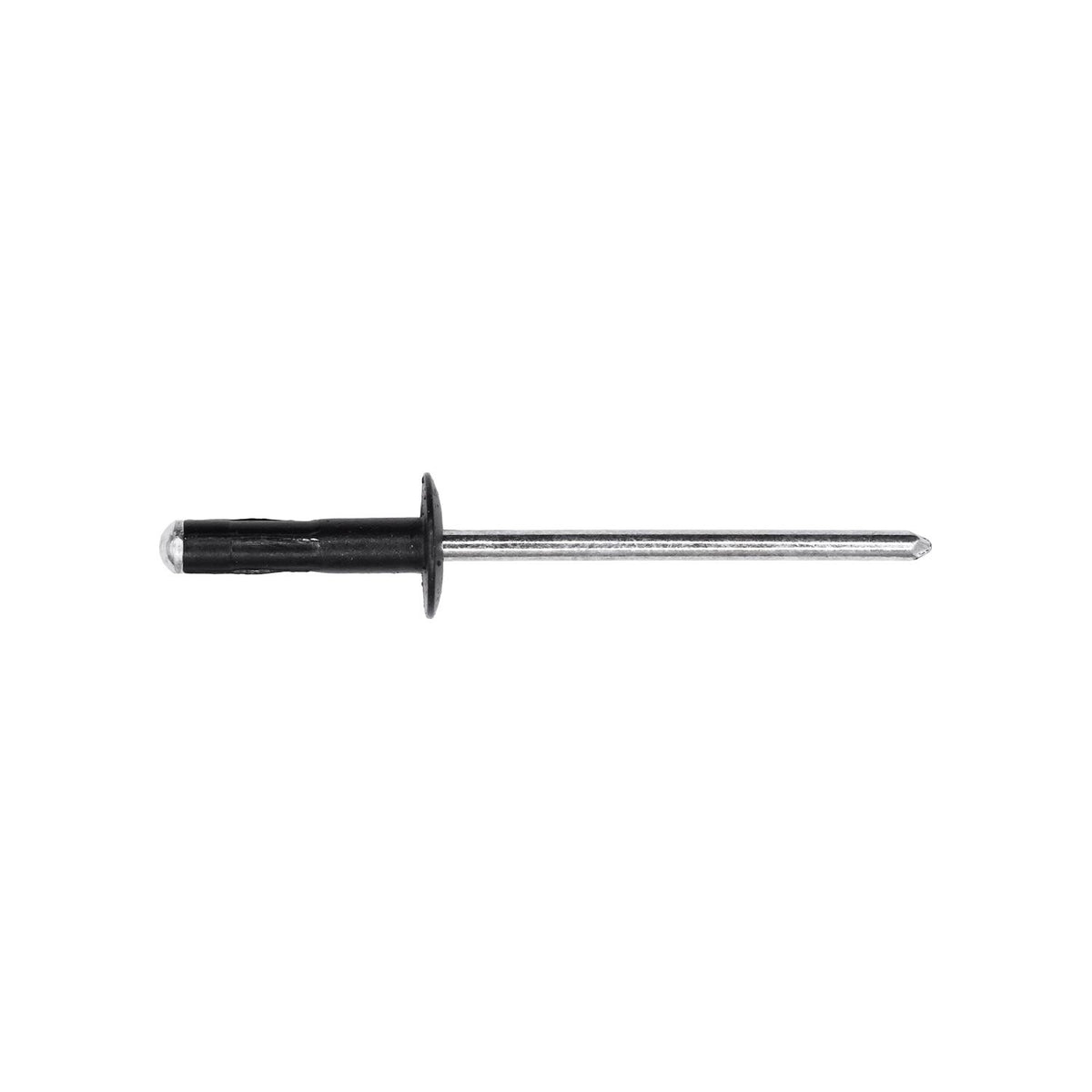 1/8" Specialty Rivet Aluminum/Steel, 3/16"-3/8" Grip, Black Aluminum Body, Steel Mandrel, 5/16" Flange Diam