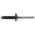 1/4" Split Type Rivet, 3/16"-3/8" Grip, Black Aluminum Body, Aluminum Mandrel, 11/16" Flange Diam