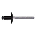 1/4" Peel Type Rivet, 3/32"-9/64" Grip, Black Aluminum Body, Steel Mandrel, Black Aluminum Rivet - Steel Mandrel