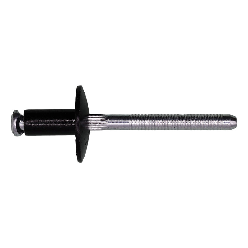 1/4" Peel Type Rivet, 3/32"-9/64" Grip, Black Aluminum Body, Steel Mandrel, Black Aluminum Rivet - Steel Mandrel