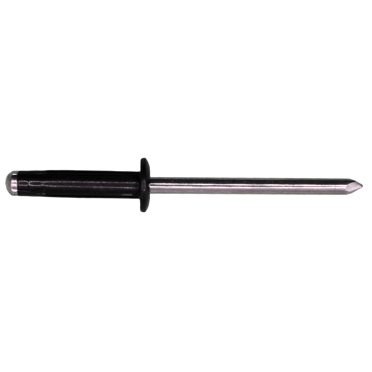 5/32" Split-Type Rivet Aluminum, 3/64"-1/4" Grip, Black Aluminum Body, Aluminum Mandrel, 5/16" Flange Diam