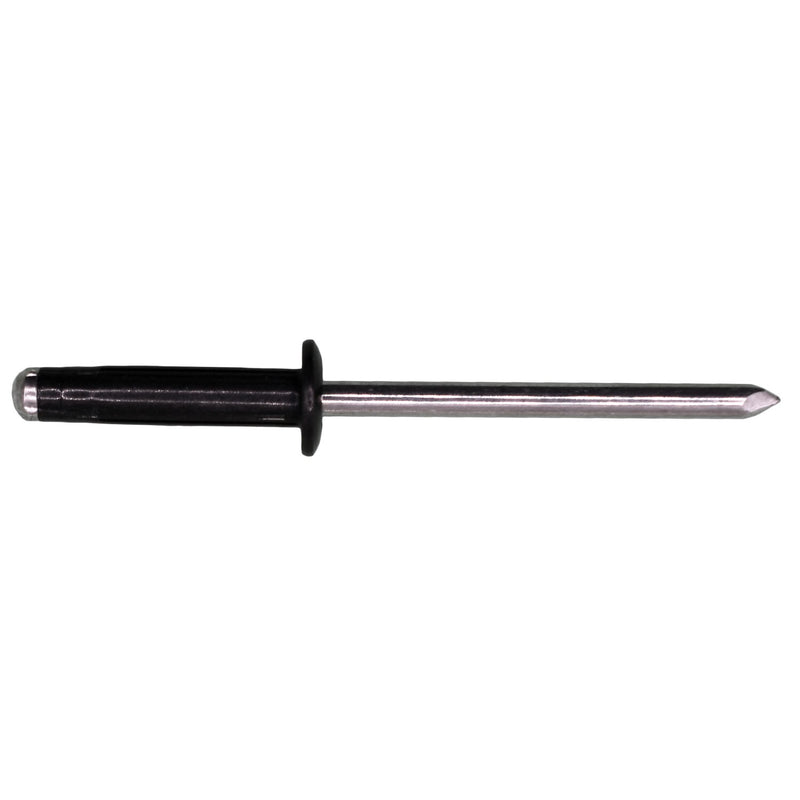 5/32" Split-Type Rivet Aluminum, 3/64"-1/4" Grip, Black Aluminum Body, Aluminum Mandrel, 5/16" Flange Diam