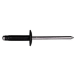 5/32" Specialty Rivet Alum, 3/64"-1/4" Grip, Black Aluminum Body, Aluminum Mandrel, 7/16" Flange Diam