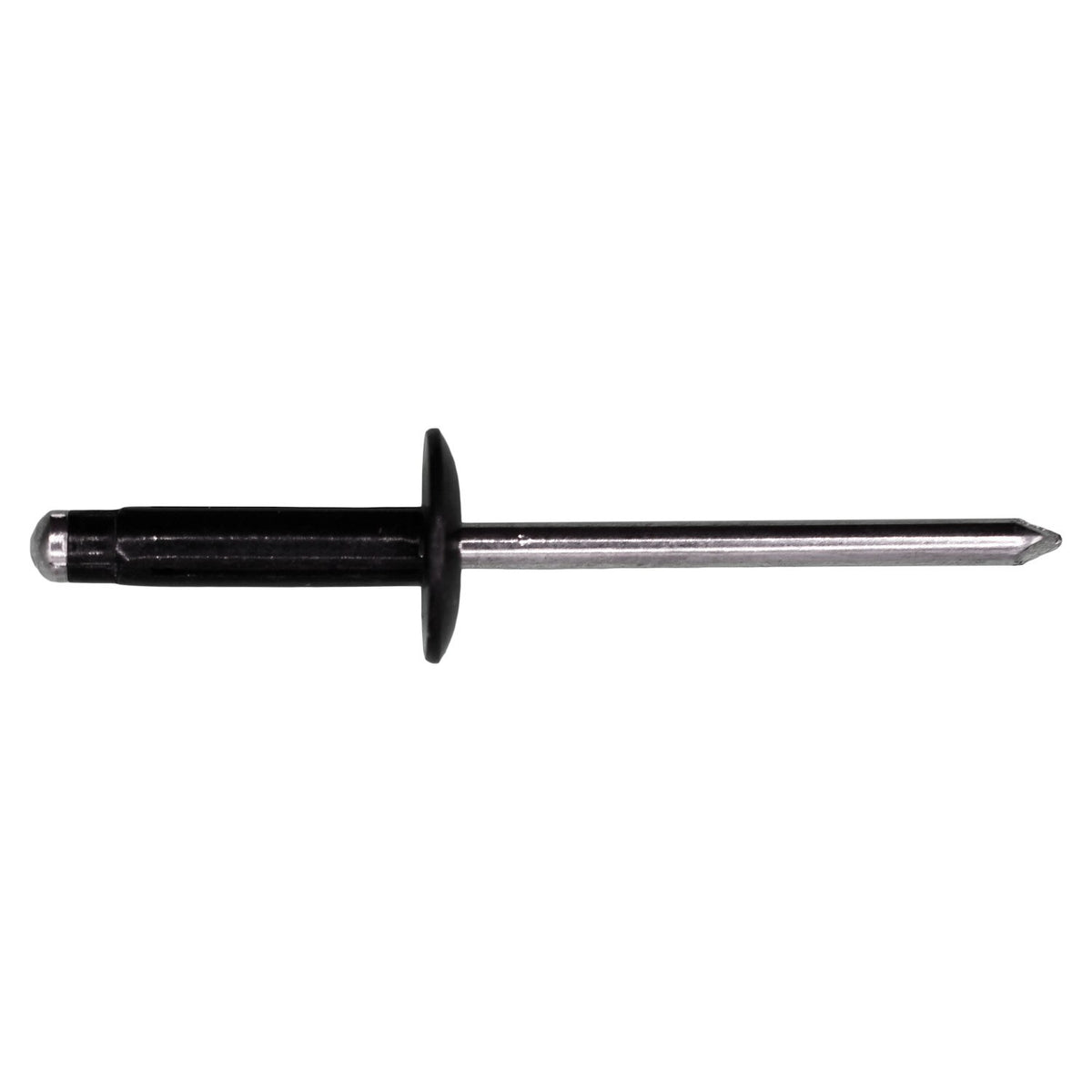 5/32" Specialty Rivet Alum, 3/64"-1/4" Grip, Black Aluminum Body, Aluminum Mandrel, 7/16" Flange Diam