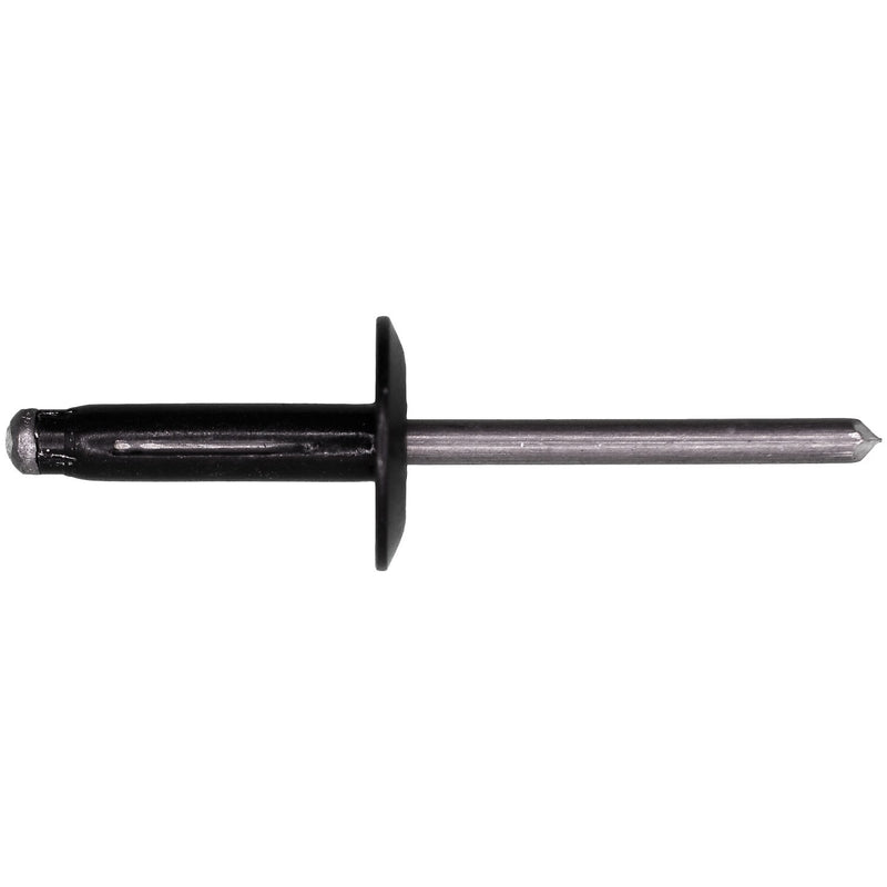3/16" Specialty Rivet All Aluminum, 3/64"-23/64" Grip, Black Aluminum Body, Aluminum Mandrel, 5/8" Flange Diam
