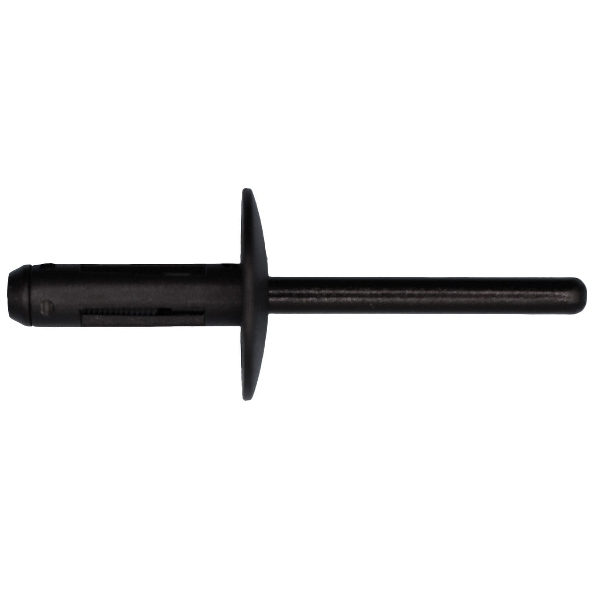 6mm Black Nylon Blind Rivet, 2.5mm - 4.8mm Grip Range, 53mm Overall Length