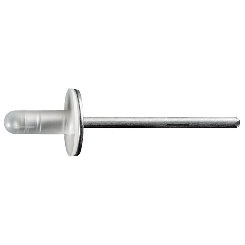 3/16" Specialty Rivet Aluminum And Steel, 1/16"-1/4" Grip, Aluminum Body, Aluminum Mandrel, 9/16" Flange Diam