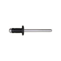 1/4" Specialty Rivet, 1/16"-3/16" Grip, Black Aluminum Body, Steel Mandrel, 1/2" Flange Diam