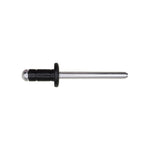 1/4" Specialty Rivet, 1/16"-3/16" Grip, Black Aluminum Body, Steel Mandrel, 1/2" Flange Diam