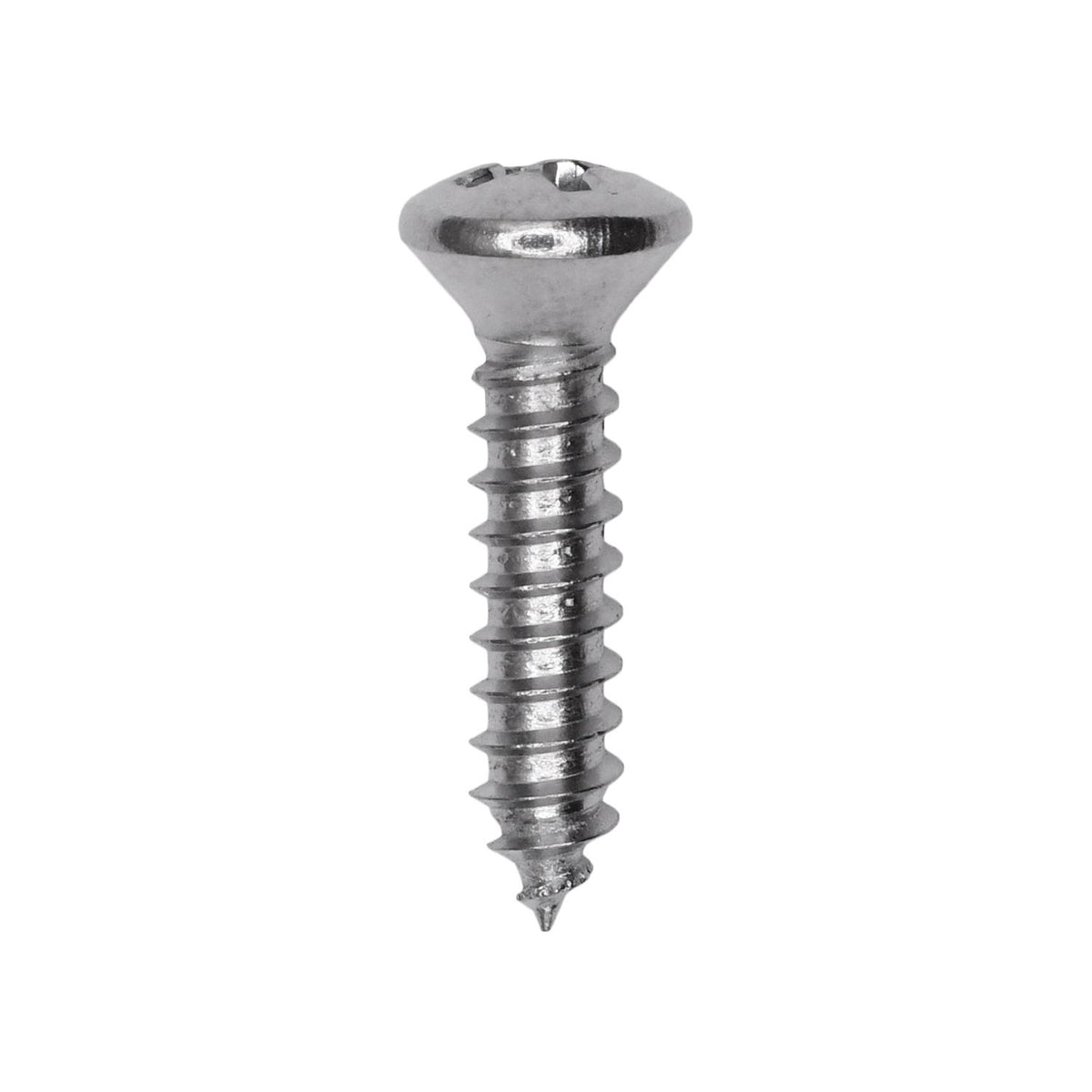 #8x3/4" Phillips Oval Head Tapping Screw, Type A/AB, Chrome, Standard
