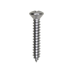 #8x1" Phillips Oval Head Tapping Screw, Type A/AB, Chrome, Standard