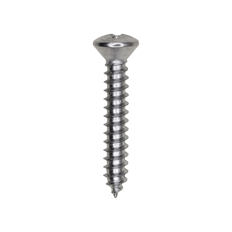 #8x1" Phillips Oval Head Tapping Screw, Type A/AB, Chrome, Standard
