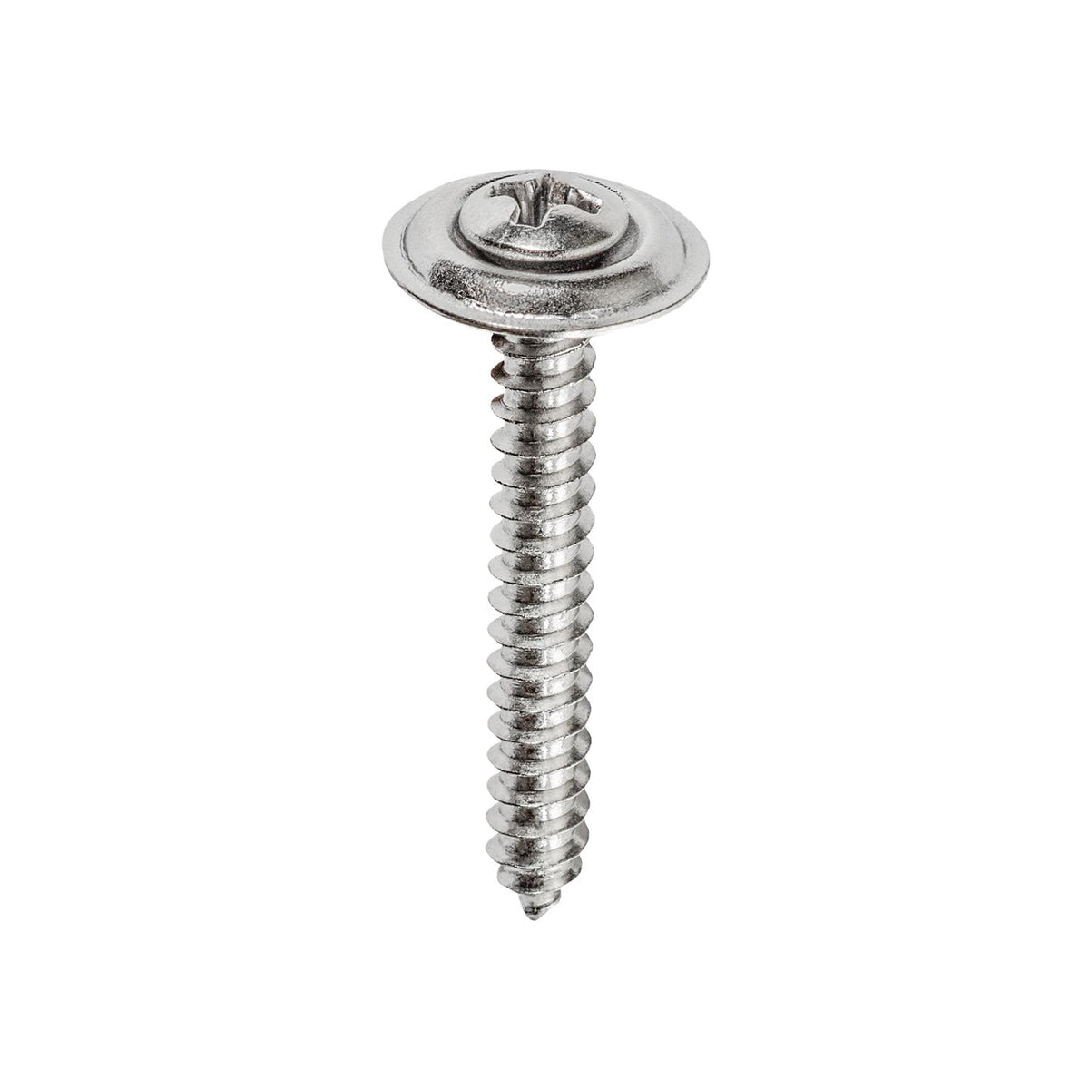 #8x1-1/4" Phillips Oval Head SEMS Tapping Screw Countersunk, Type A/AB, Chrome, #6 Head Size