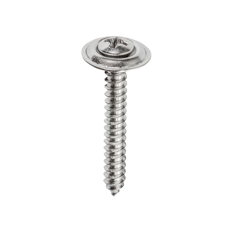 #8x1-1/4" Phillips Oval Head SEMS Tapping Screw Countersunk, Type A/AB, Chrome, #6 Head Size