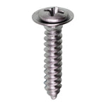 #8x7/8" Phillips Oval Head SEMS Hex Tapping Screw Flush, Type A/AB, Chrome, #6 Head Size