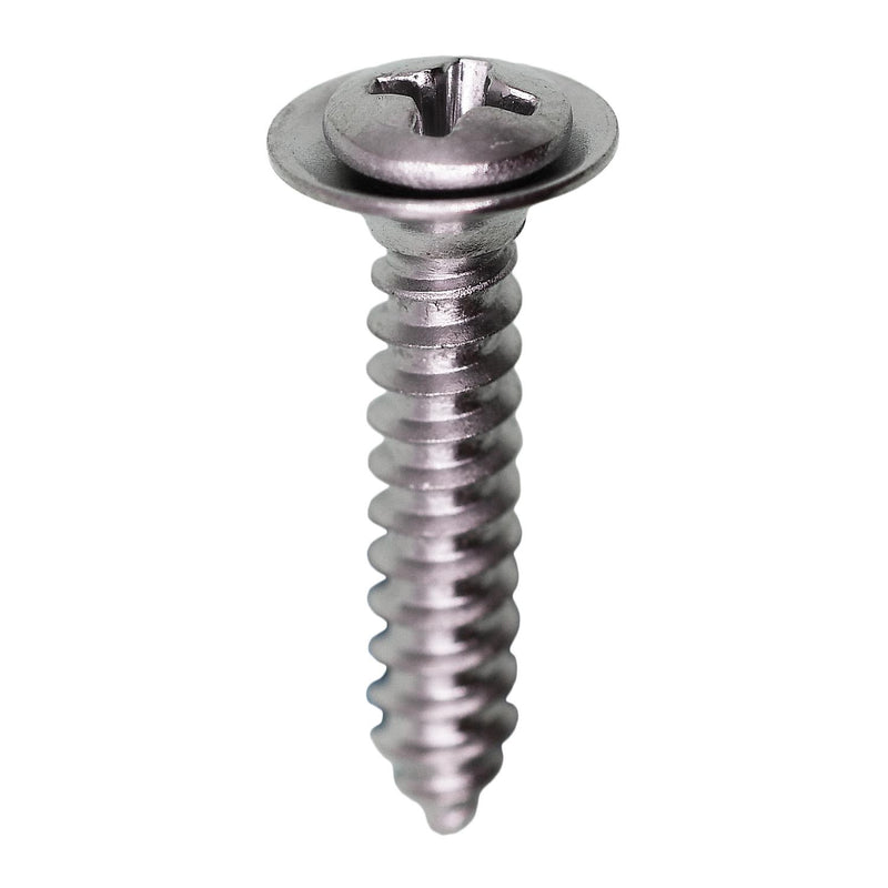#8x7/8" Phillips Oval Head SEMS Hex Tapping Screw Flush, Type A/AB, Chrome, #6 Head Size