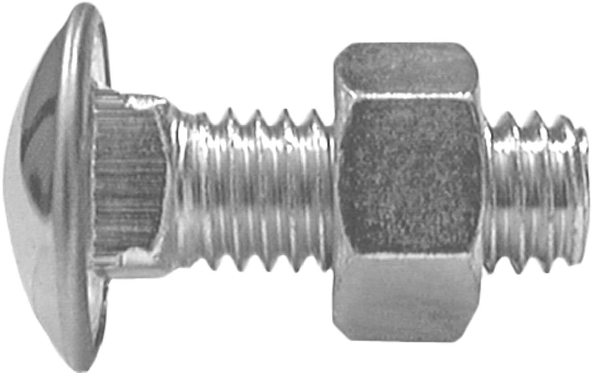 7/16"-14x1-1/4" Round Head Stainless Steel Capped Bumper Bolts with Hex Nuts, Zinc