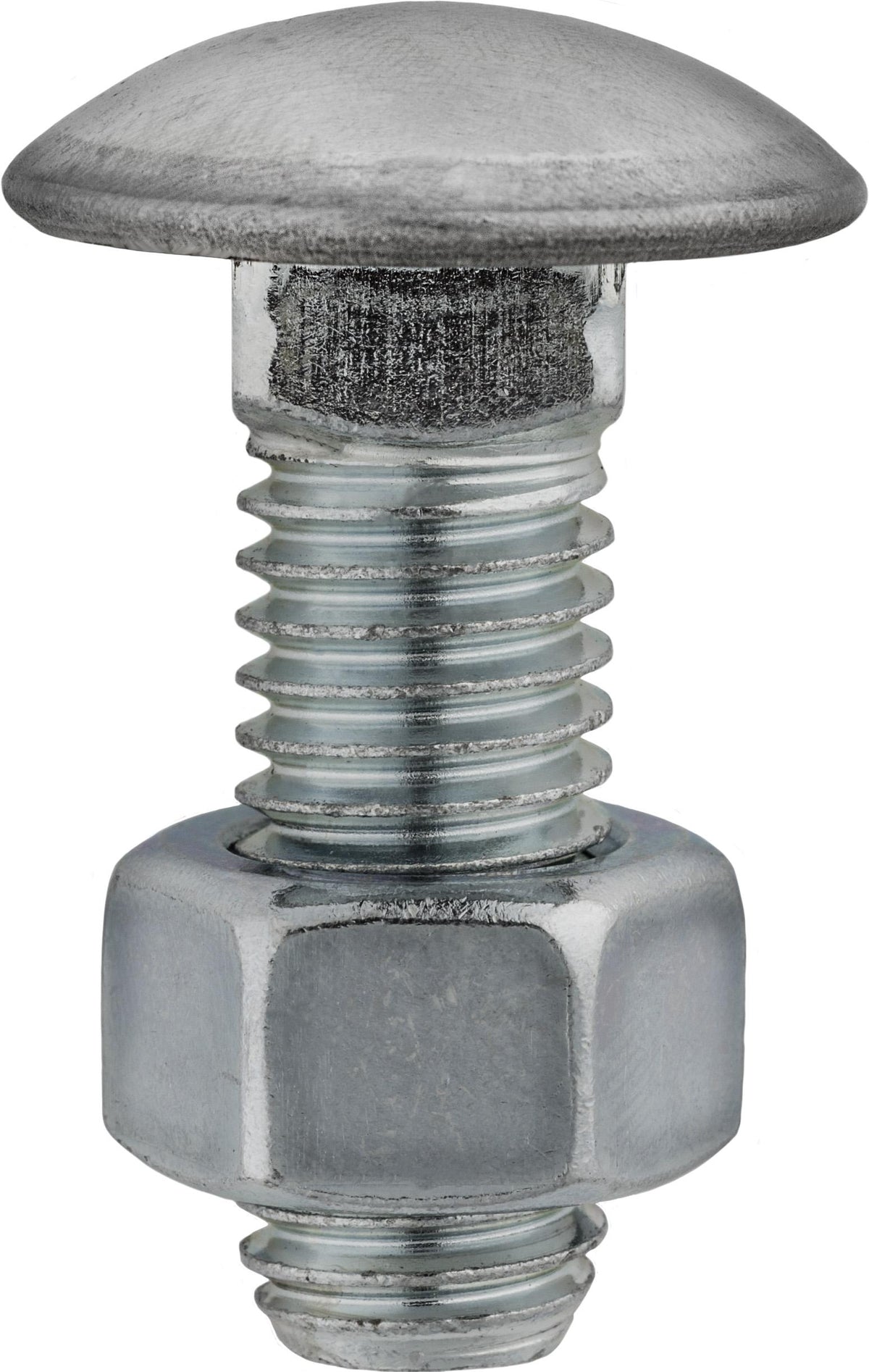 1/2"-13x1-1/2" Round Head Stainless Steel Capped Bumper Bolts with Hex Nuts, Zinc