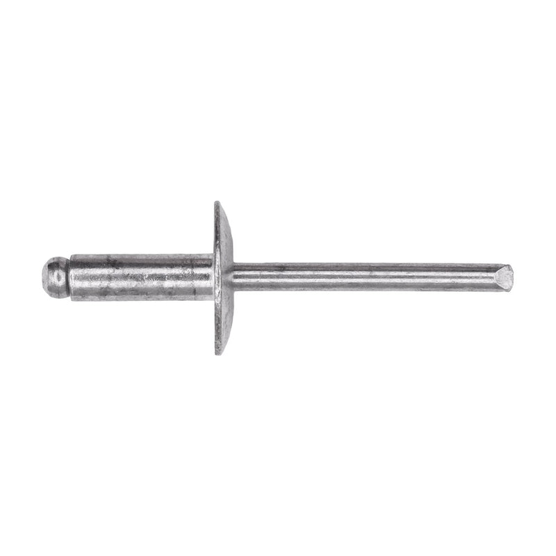 3/16"x9/16" Silver Large Dome Head Pan-L Rivets, 1/4"-3/8" Grip, Aluminum Body, Aluminum Mandrel, 5/8"