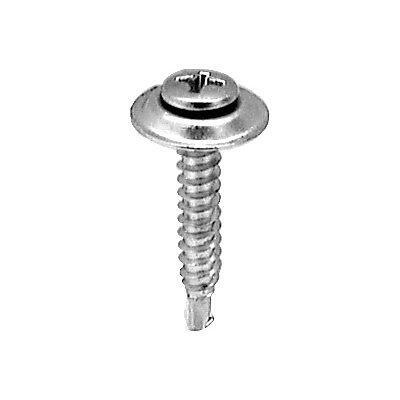 #8-18x1" Phillips Oval Head SEMS #2 Drill Screw w/ Countersunk washer, Chrome Finish