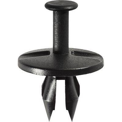 3/8"x23/32" Black Nylon Push-Type Retainer with Open End, 1" Head