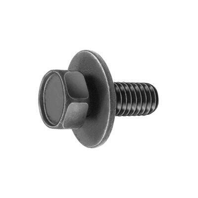 M6-1.0x16mm Hex Head Sems Bolts, 17mm Washer, Black Fluorocarb