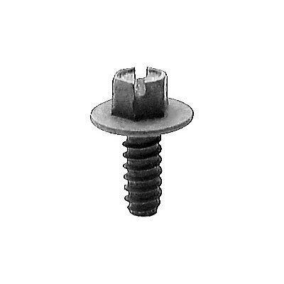 #14x5/8" Slotted Hex Washer Head License Plate Screw, 5/8" Washer, Black E-Coat