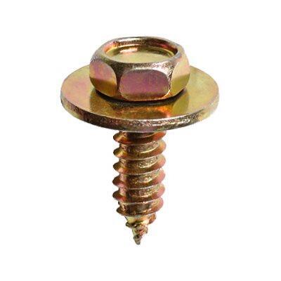 M6.3-1.81x20mm Indented Hex Head Tapping Screw, Type A/AB, 18mm Washer, Zinc Yellow